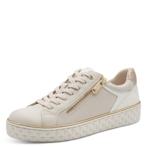 Marco Tozzi cream side zip trainer