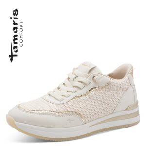 Tamaris Wide Fit Slip In Trainer in Beige