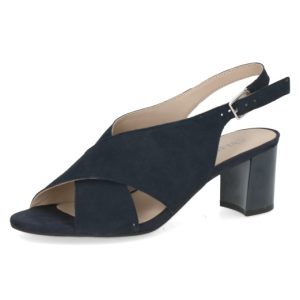 Suede Leather slingback with adjustable side buckle and block heel