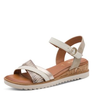 Jana wedge sandal with cork effect heel and riptape adjustment