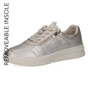 Caprice leather trainer with lace and side zip
