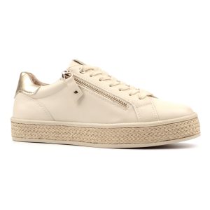 Lunar trainer with side zip featuring a woven espadrille-style sole