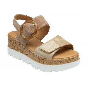 Lotus Leather sandal with 6 inch flatform wedge and adjustable buckle