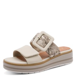 Jana platform sliders with soft foam footbed and riptape fastening with side buckle detail