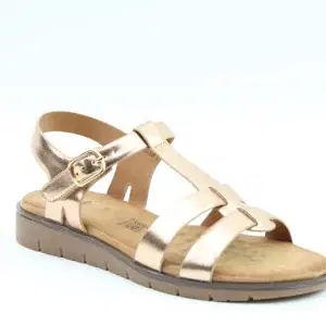 Heavenly Feet adjustable sandal with a soft touch footbed and metallic finish
