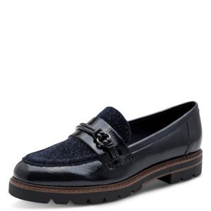 Navy slip on loafer with chunky sole