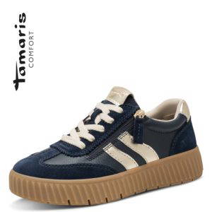 Tamaris Comfort "H" Fit trainer with lace front and working side zip