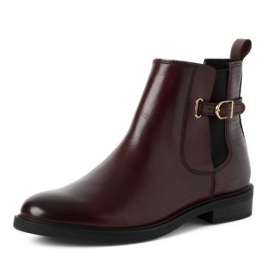 Marco Tozzi leather chelsea boot with side zip and elastic welt
