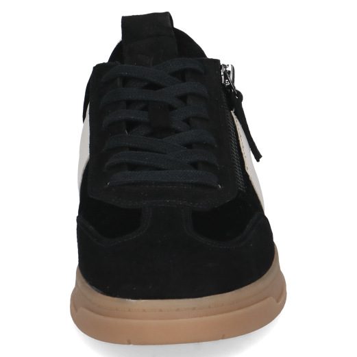 The Caprice trainer is a versatile leather trainer that features both a lace-up front and a functional side zip.