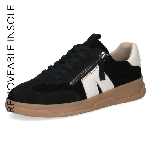 The Caprice trainer is a versatile leather trainer that features both a lace-up front and a functional side zip.