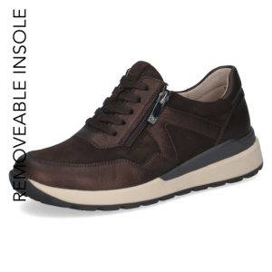 Caprice H (wide) Fit trainer with lace front and working side zip