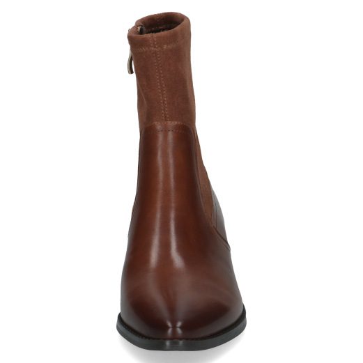 Small block heel Caprice ankle boot with side zip in a leather and textile mix