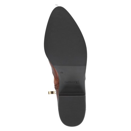 Small block heel Caprice ankle boot with side zip in a leather and textile mix
