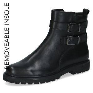 Caprice ankle boot with side zip and a chunky tread sole