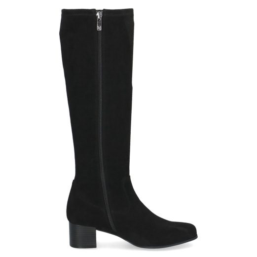 Caprice Faux Suede stretch boot with small block heel