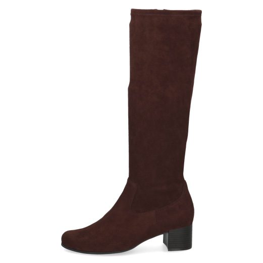 Caprice Faux Suede stretch boot with small block heel