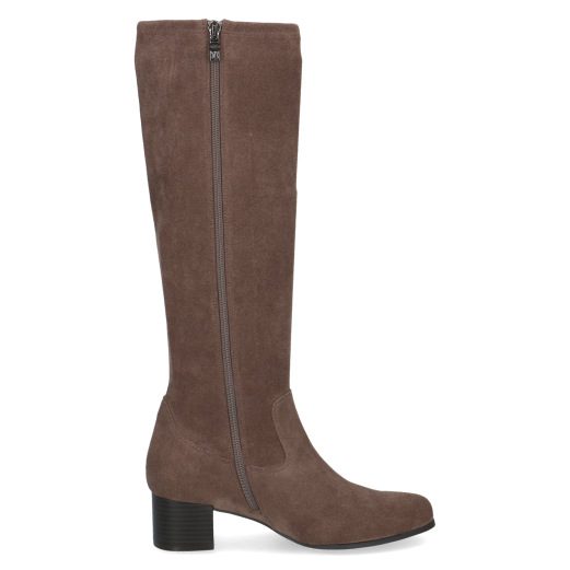 Caprice Faux Suede stretch boot with small block heel