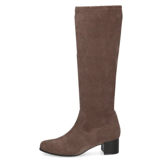 Caprice Faux Suede stretch boot with small block heel