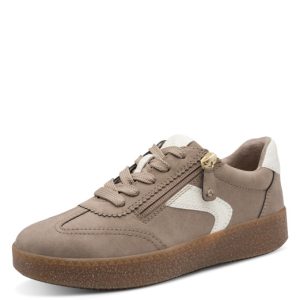 Jana "H" fit trainer with side zip and lace up front. Pepper and cream combination