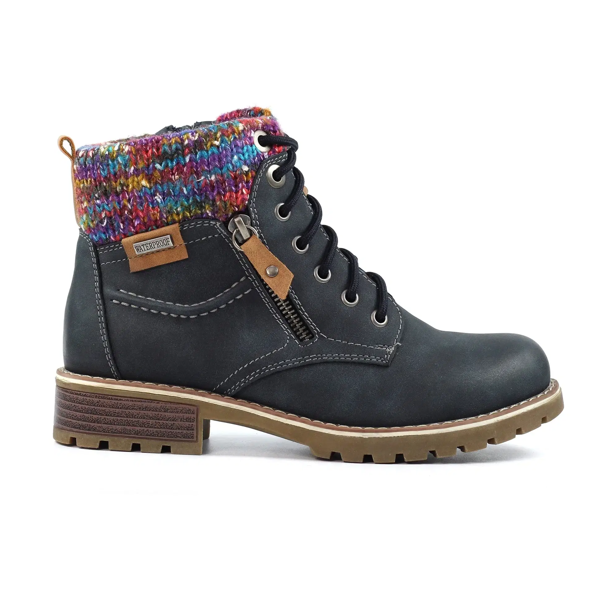 Lunar Faux Leather water resistant ankle boot with lace front and side zip