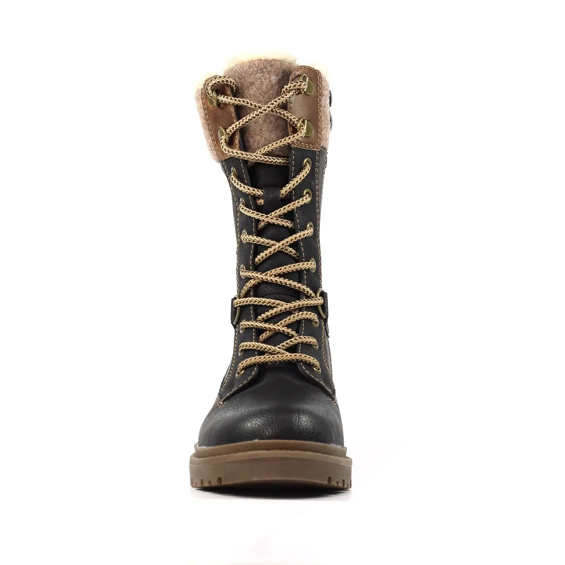 Mid Calf ankle boot with lace front and side zip. Featuring a waterproof upper and dura grip technology perfect for icy weather