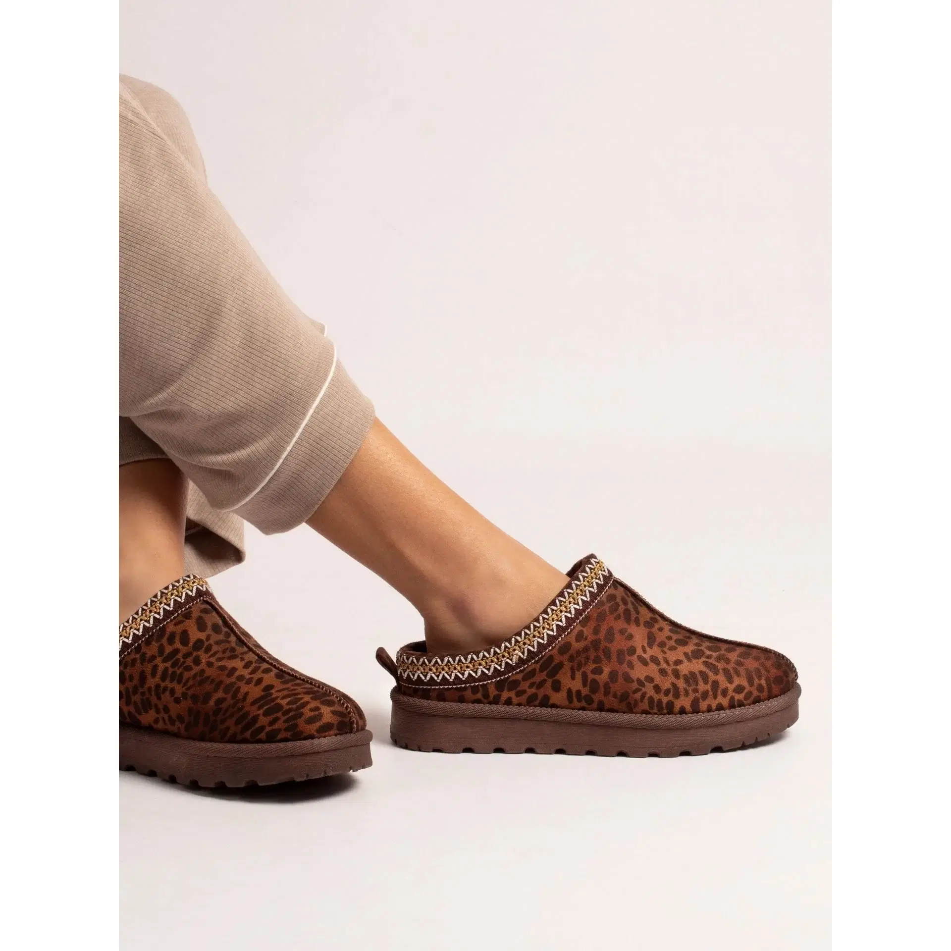 Lunar "Selena" animal print slip on mule with cosy lining