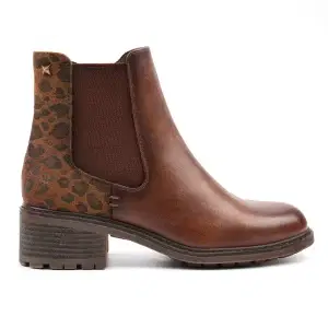 Lunar chelsea ankle boot with animal print trim and small block heel