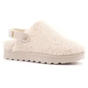 Lunar "Naples" slip on fluffy slipper with optional back strap