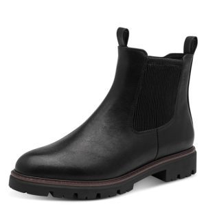 Marco Tozzi black synthetic chunky chelsea boot with side zip