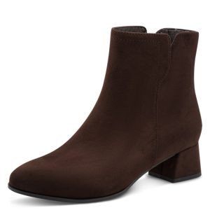 Faux Suede Chocolate Brown Ankle Boot from Jana with small block heel
