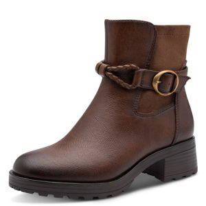 Jana synthetic ankle boot with side zip and block heel