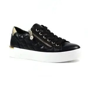 Black Lunar lightweight trainer with lace front and side zip