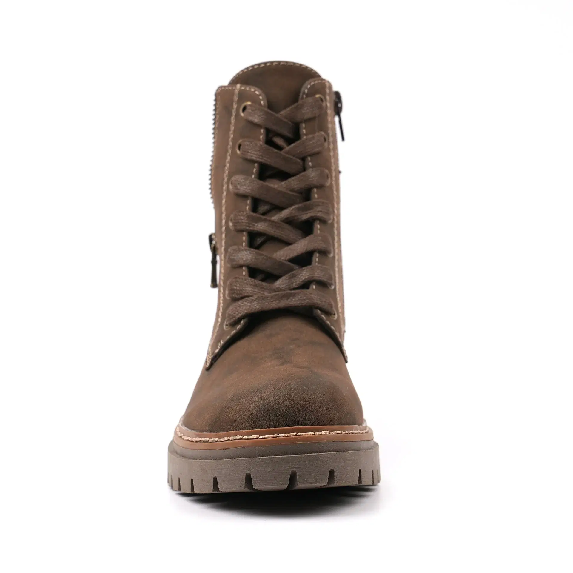 Chunky lace Up with Side Zip Ankle Boot from Lunar