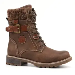 Lunar water resistant "chunky" ankle boot with lace front and side zip