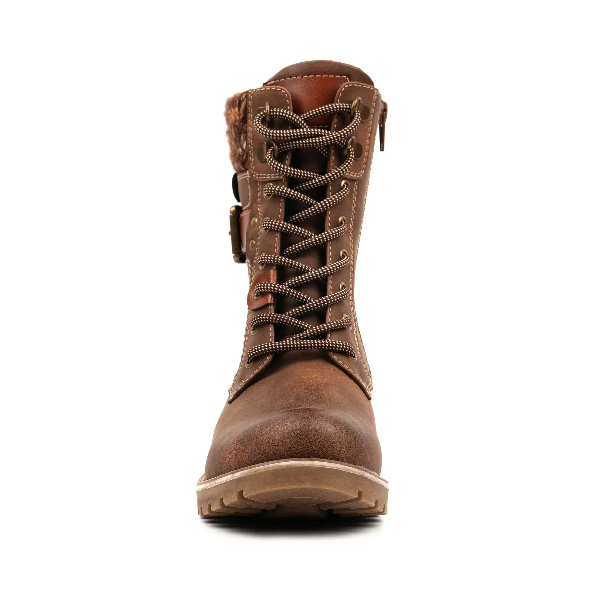 Lunar water resistant "chunky" ankle boot with lace front and side zip