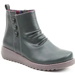 Heavenly Feet Green ruched front ankle boot with wedge sole and side zip