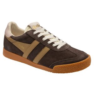 Gola suede leather lace up trainer with gum sole