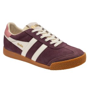 Gola suede leather lace up trainer with gum sole